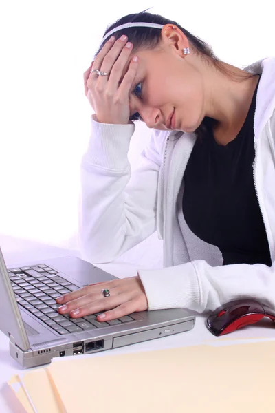 Stressed Teenager with a Laptop — Stock Photo, Image