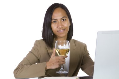 Businesswoman at Her Desk Working clipart