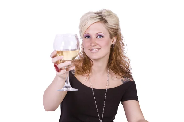 Piękna kobieta z wina — Zdjęcie stockowe