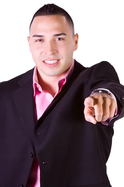 Hispanic Businessman Pointing — Stock Photo, Image