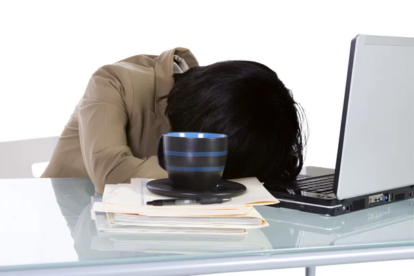 College Student Sleeping on her Desk — Stock Photo, Image