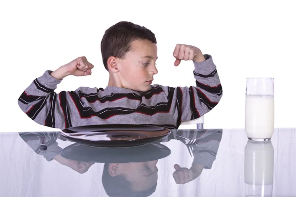Little Boy Showing His Muscles — Stock Photo, Image