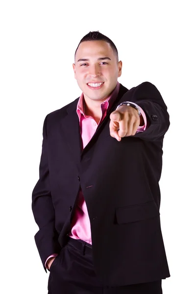 Hispanic Businessman Pointing Towards the Camera — Stok fotoğraf