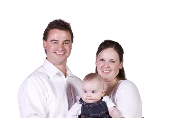 Feliz retrato familiar con madre, padre e hijo —  Fotos de Stock