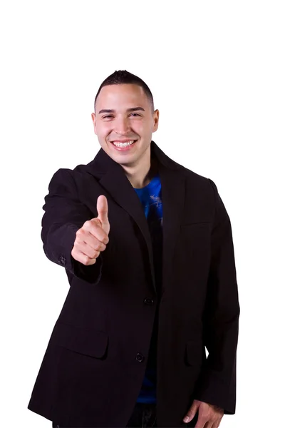 Handsome Hispanic Businessman Giving the Thumbs Up — Stock Photo, Image