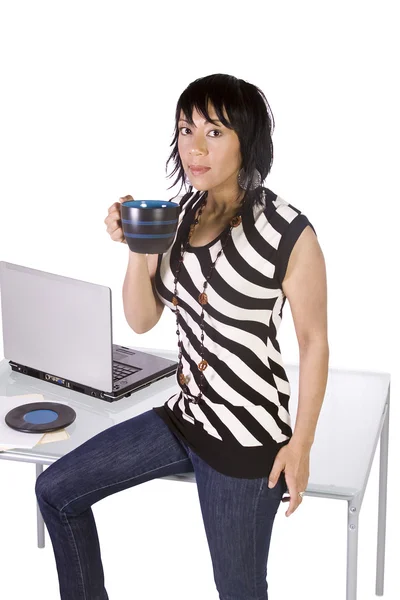 Sexy Woman Sitting on the Desk — Stock Photo, Image