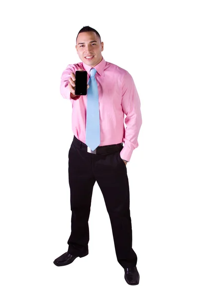 Businessman Holding a Cell Phone — Stock Photo, Image