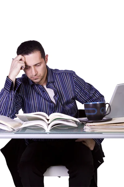 Stressed Businessman at His Desk Working — Stock Photo, Image