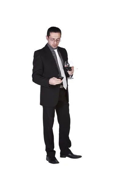 Geschäftsmann feiert mit einem Glas Bier und einer Zigarette — Stockfoto