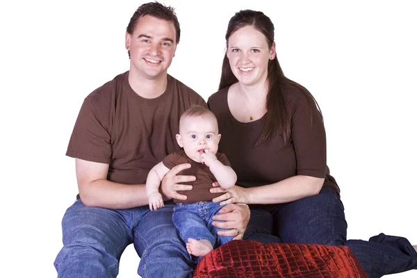 Feliz retrato familiar con madre, padre e hijo — Foto de Stock