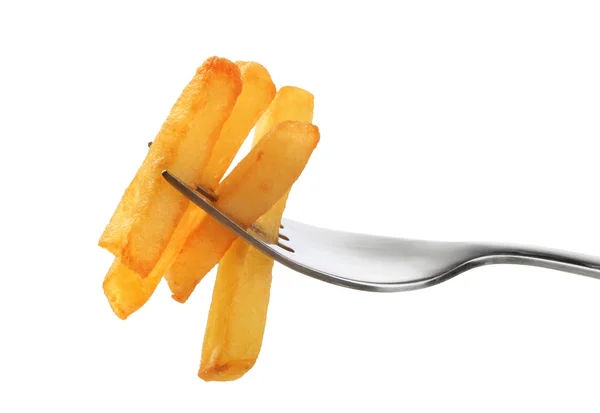 Batatas fritas em um garfo — Fotografia de Stock