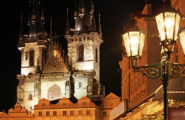 Gothic church at night clipart