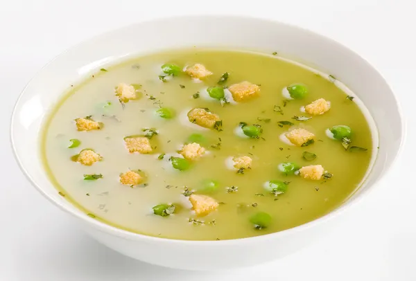 Гороховий суп з грінками — стокове фото