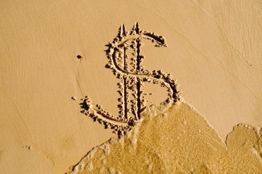 Dollar sign drawn in the sand clipart