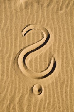 Question mark in the sand clipart