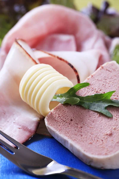 Liver pate, ham and bacon — Stock Photo, Image