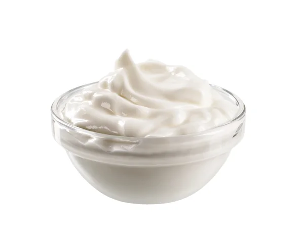 Миска з білого йогурту — стокове фото