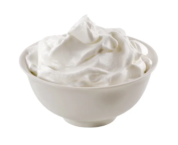 Bowl of white yoghurt Stock Photo
