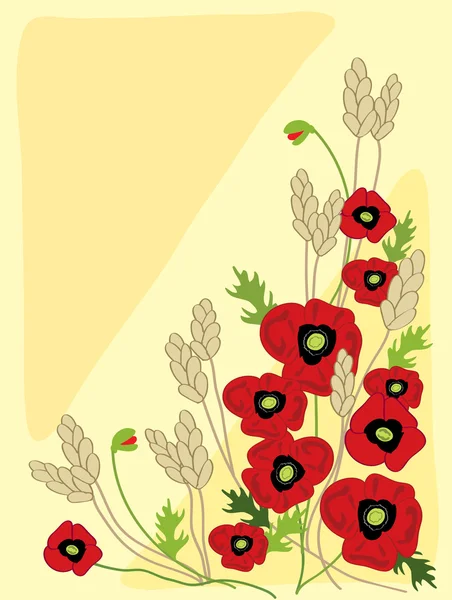 Poppies and wheat — Stock Vector