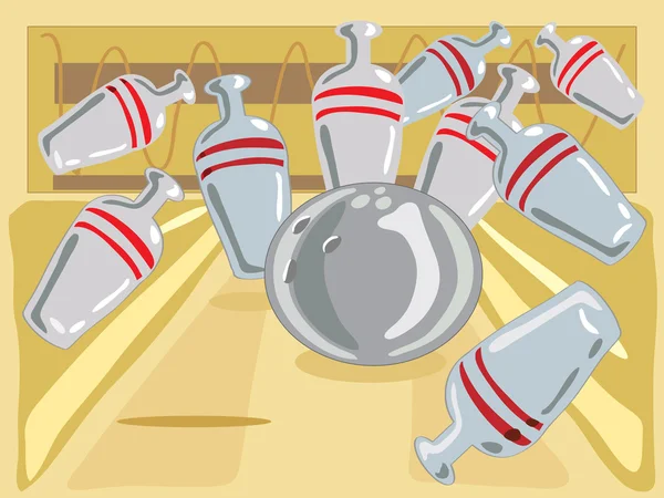 Ten pin bowling — Stock Vector