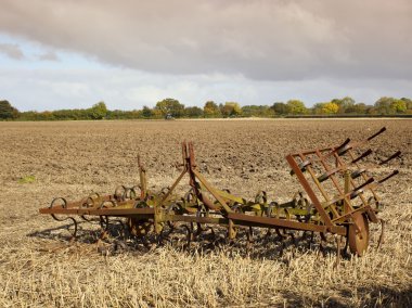 Harrows in a plowed field clipart