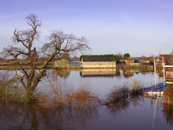 Flood water on a winters day — Stock Photo, Image