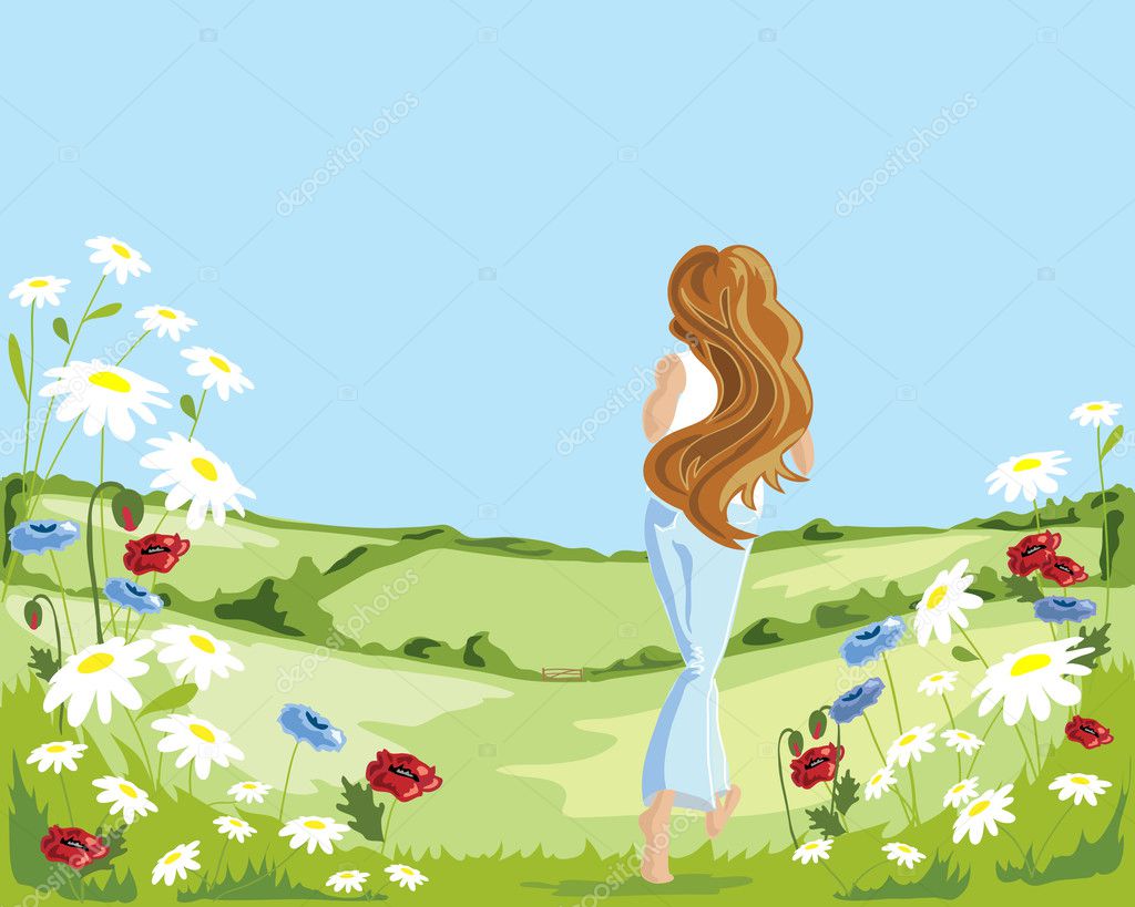 Butterfly Catcher In The Meadow Stock Illustration - Download