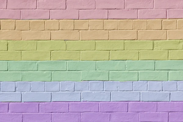 Rainbow colored brick wall