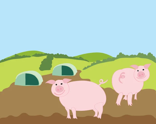 Porcs de plein air — Image vectorielle