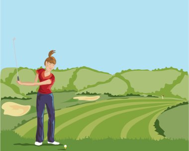 Lady golfer clipart