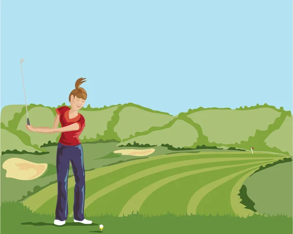 女性のゴルファー — ストックベクタ