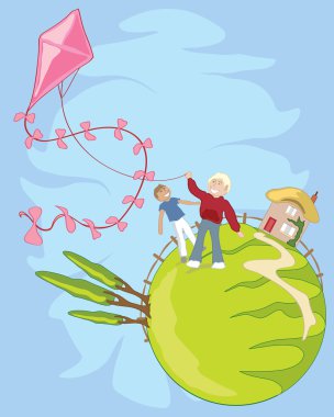 Kite flying clipart