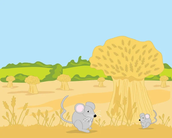 Ποντίκι και wheatsheaf — Διανυσματικό Αρχείο