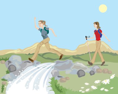 Hill walking clipart