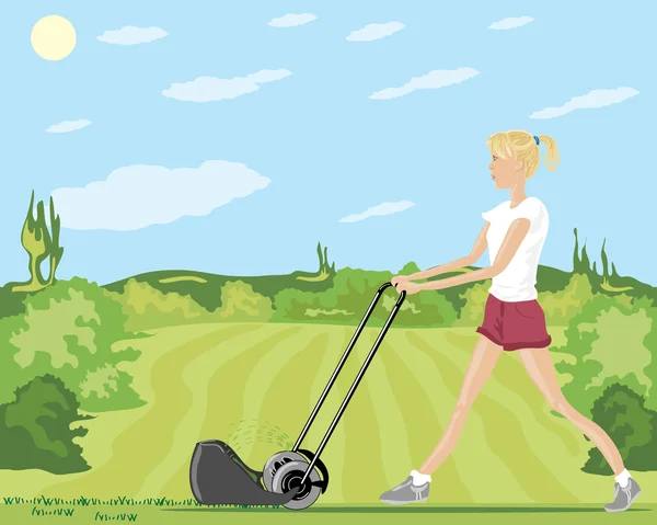 Mowing the lawn — Stock Vector