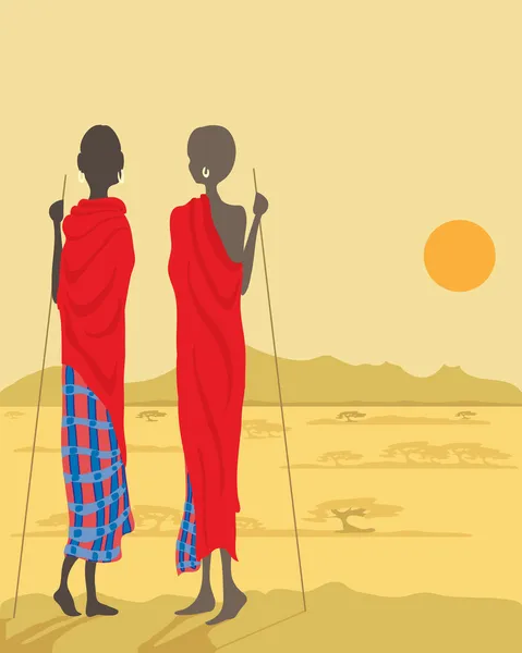 Masai män — Stock vektor