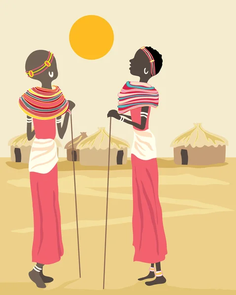 Afrikanska kvinnor — Stock vektor
