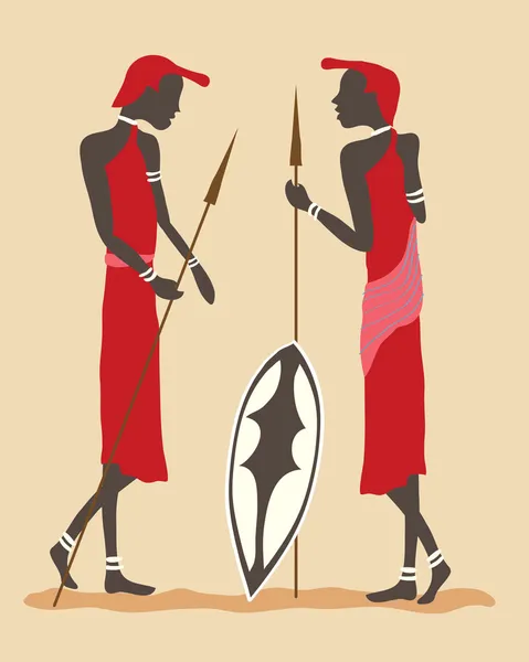 Воїни Масаї — стоковий вектор