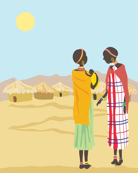 Masai kvinnor — Stock vektor