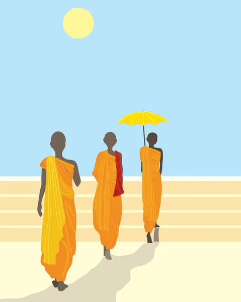 Moines bouddhistes — Image vectorielle