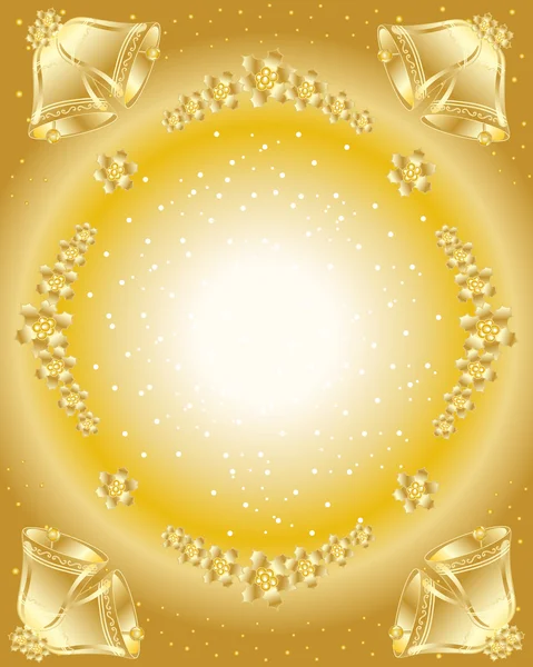 Campanas de oro con acebo — Archivo Imágenes Vectoriales