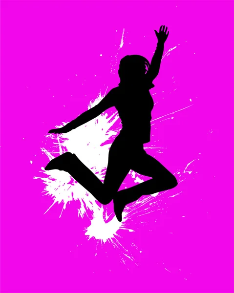 Jeune femme sautante — Image vectorielle