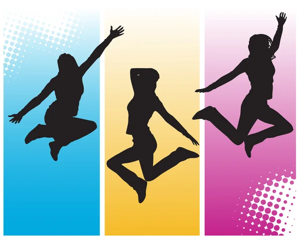 Chicas saltando — Archivo Imágenes Vectoriales