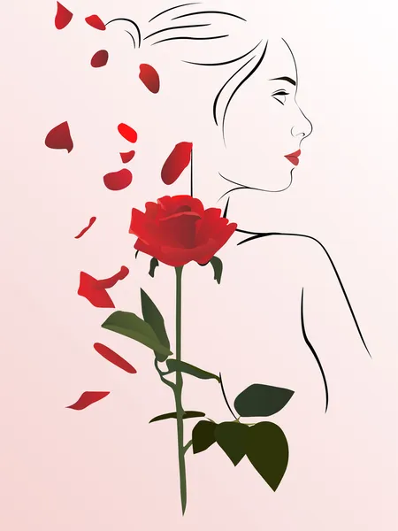 女人和玫瑰 — 图库矢量图片