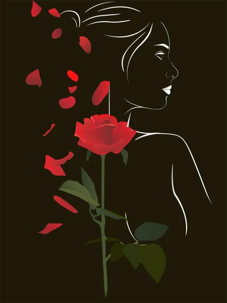 स्त्री आणि गुलाब — स्टॉक व्हेक्टर