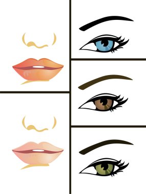 Collection of mouths and eyes clipart