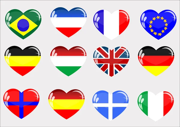 Bandiere cuore di vetro — Vettoriale Stock