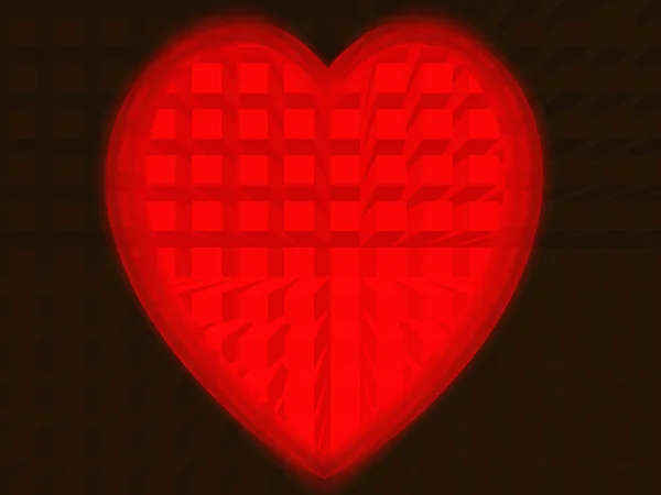 Rood hart van vierkantjes — Stockfoto