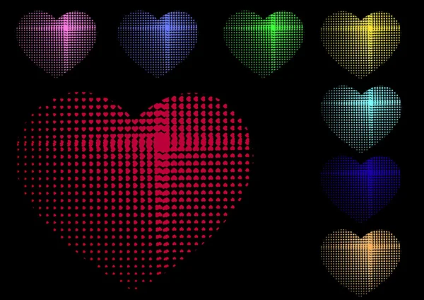 Flerfärgade hjärtan — Stock vektor