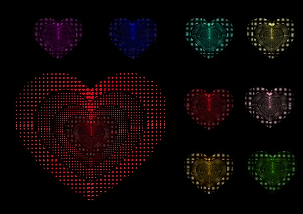 Coeurs multicolores — Image vectorielle